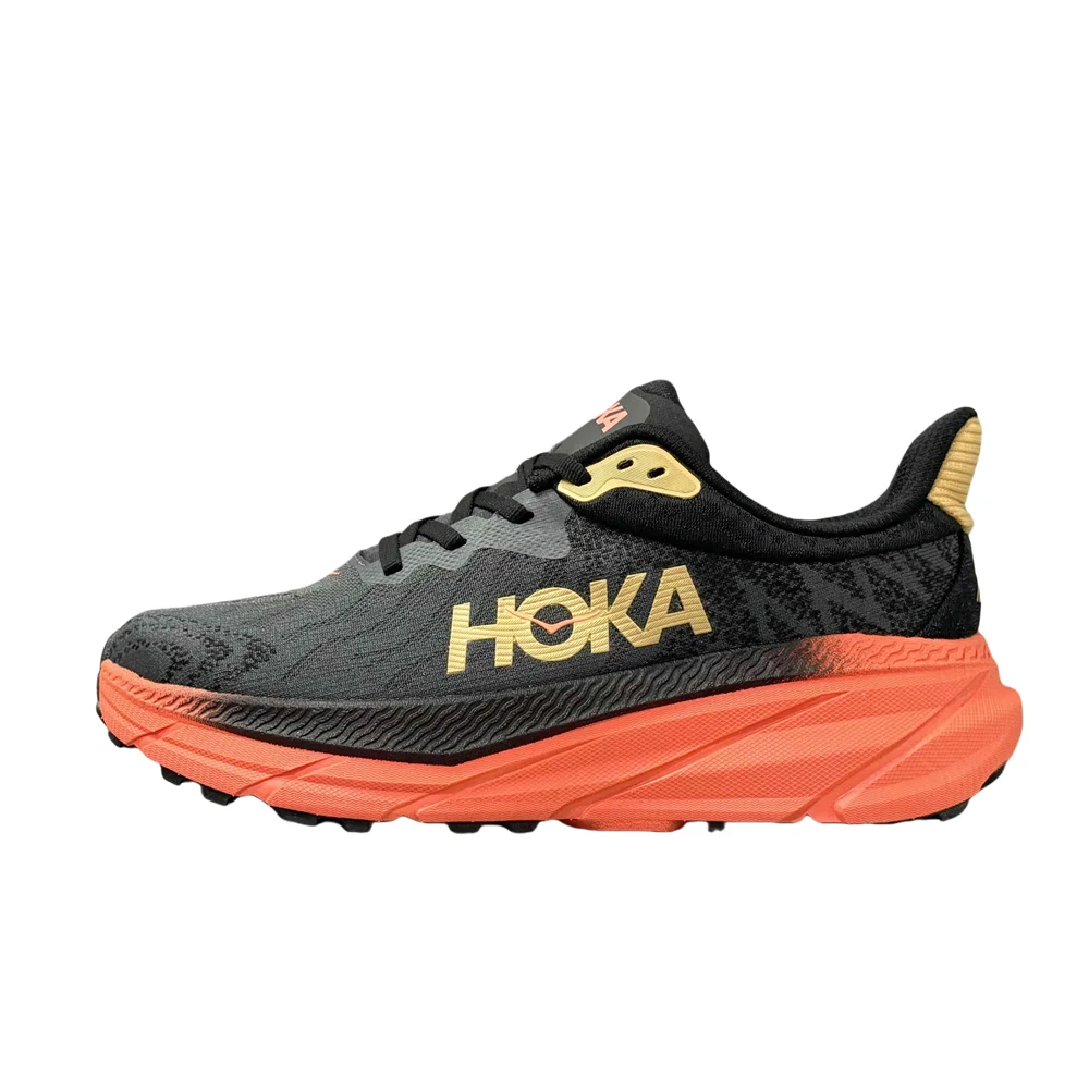 HOKA ONE ONE Challenger 7 Women and Men Greyish Hot Red Cushioning Non-slip Wear-resistant Waterproof Running Shoes 1134497-CFLM