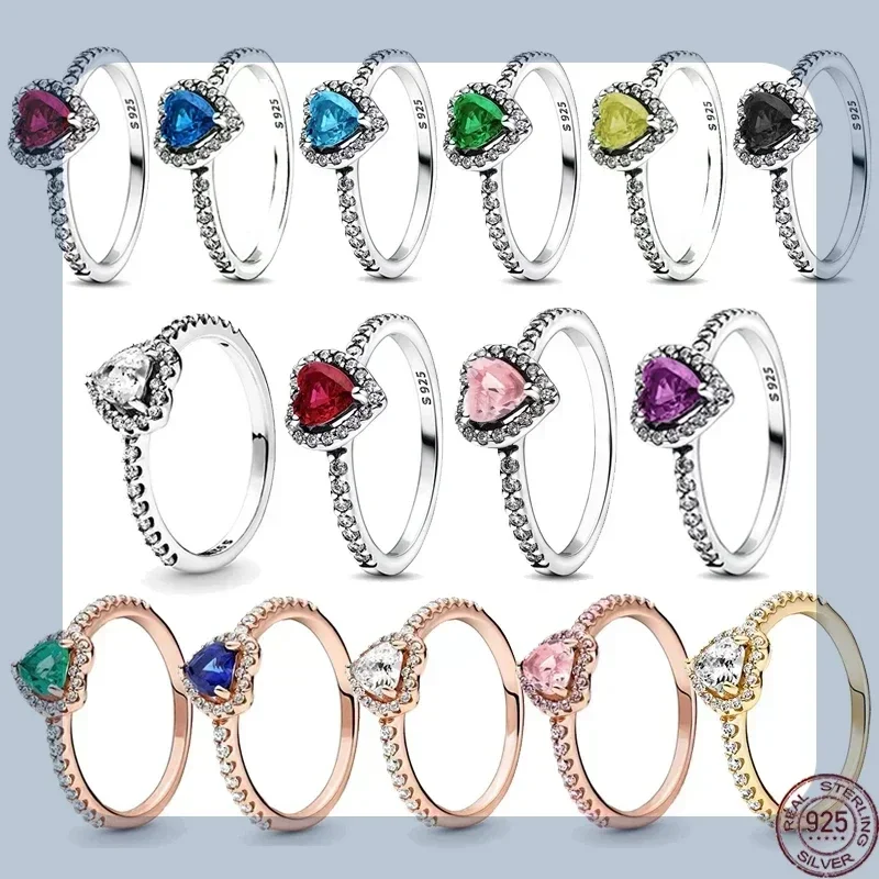

2025 New 925 silver New Various Colors Shiny Heart-shaped Ring Luxury Exquisite Charm Jewelry Surprise Commemorative Gifts