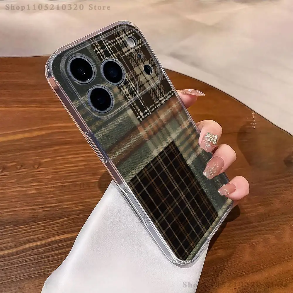 حافظة هاتف من القماش المنقوش الاسكتلندي لهاتف آيفون 17,16,11,15,13,14,12,Air,Mini,Plus,Pro,Max,Plus,E غلاف ناعم شفاف #2