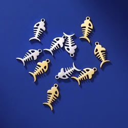 EUEAVAN 5pcs Stainless Steel Charms Fish Bone Charm for Necklace Bracelet Jewelry Making DIY Findings Supplies Wholesale