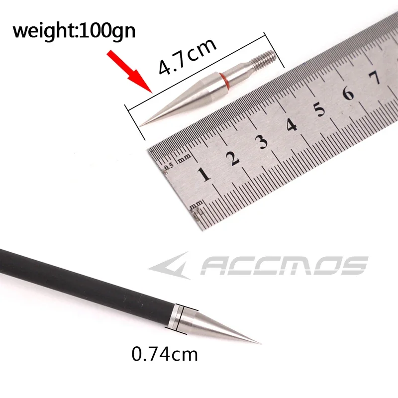 100grain Stainless Steel Screw Thread Arrow Point Archery Target Field Tips for ID6.2mm OD7.4mm Arrow Shaft Accessory