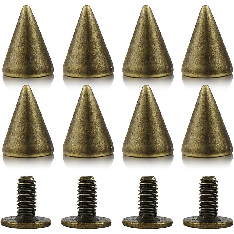 100Sets Cone Spikes Metal Screwback Studs And Spikes for DIY Leathercraft Decoration Punk Rock Style Rivets Clothing Accessories