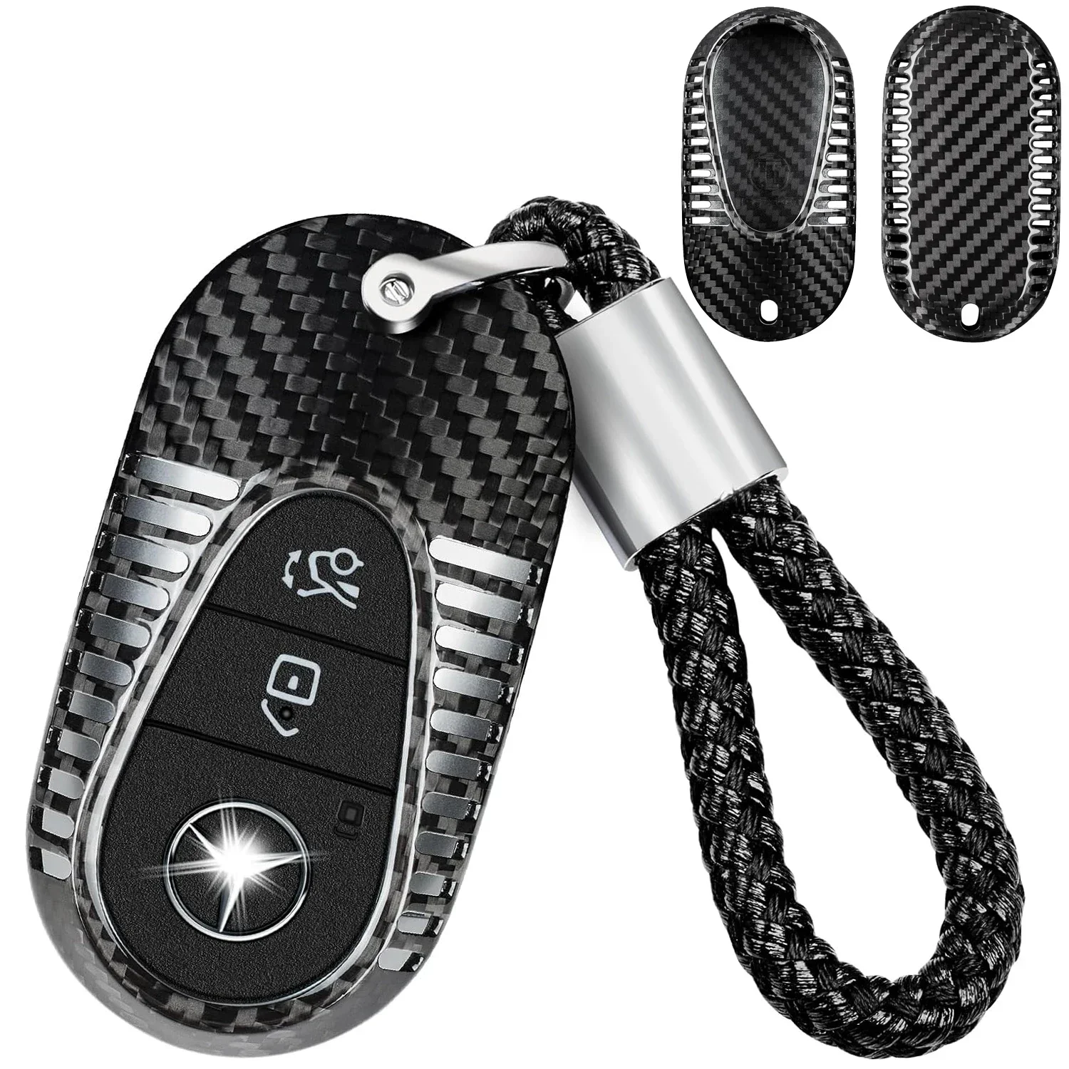 Carbon Fiber Key Cover For Mercedes Benz EQS450+ 2020-2023, Key Fob Shell Case Protector For Benz G-Class E-Class 2020-2023