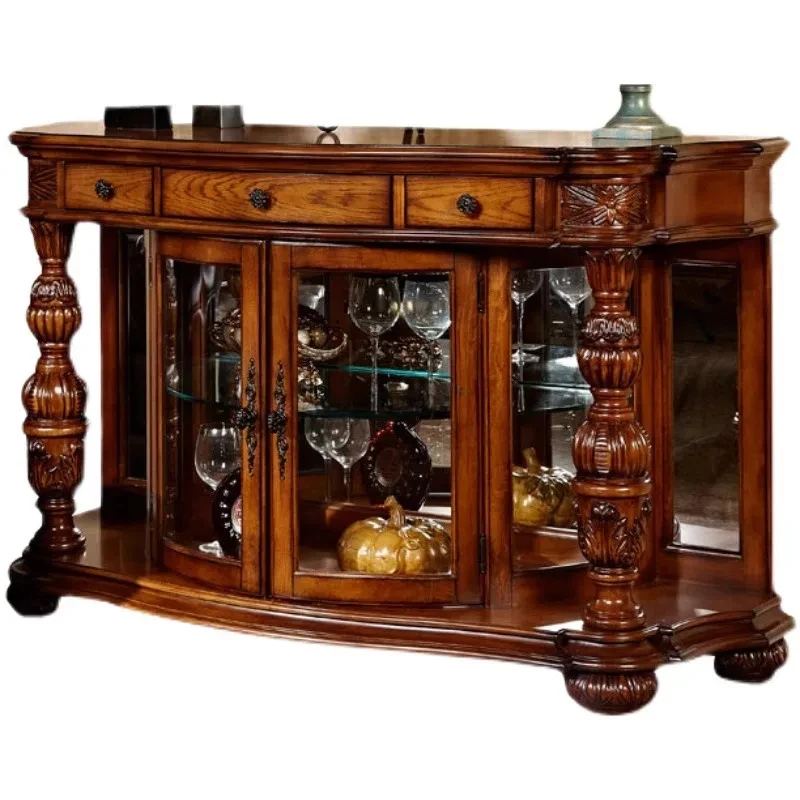 

Simple American solid wood four door retro European style storage cabinet