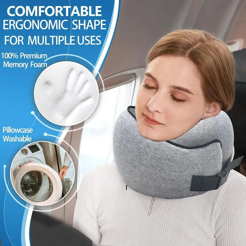 Airplane Travel Neck Pillow Cervical Vertebra Travel Portable Noon Break Aircraft U Type Of Pillow with Storage Bag Trip Supply