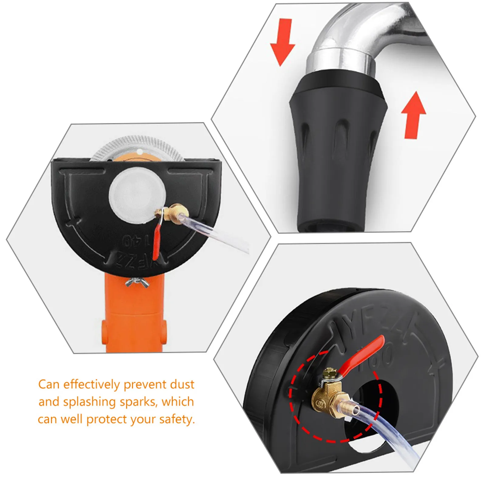 Angle Grinder Dust Shroud Water Slotting Guard for Cutting Wood Mdf Particleboard Adjustable Water Outlet Angle Wheel Safety