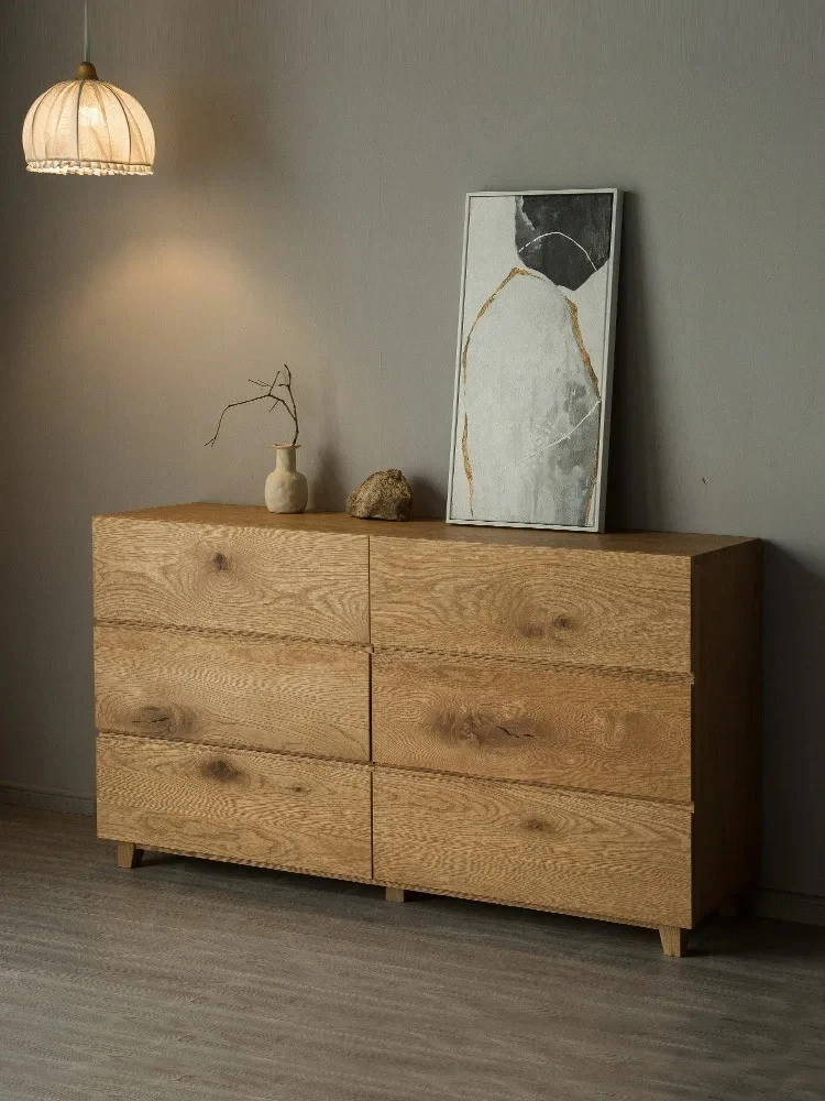 

N Japanese Style Chest of Six Drawers Vintage Drawer Solid Wood Bedroom Storage Cabinet