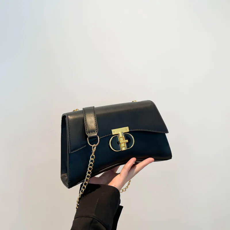

1pc 2026 Trendy Chain-Strap Flap Bag for Women - Multi-Color, Metal Lock Accent, Retro Elegant Daily & Office Chic Style