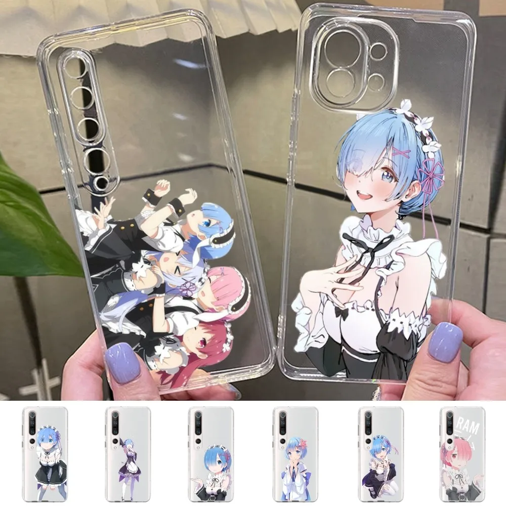 ReZERO Ram Rem Anim Phone Case For Samsung S 20 21 22 23 for Redmi Note7 8 9 10 for Huawei P20 30 40 Clear Case