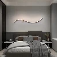 Modern Led Wall Lamp Curved Line Wall Sconce Bedroom Bedside Stairs Living Dining Room Background Wall Decor Lighting Fixture