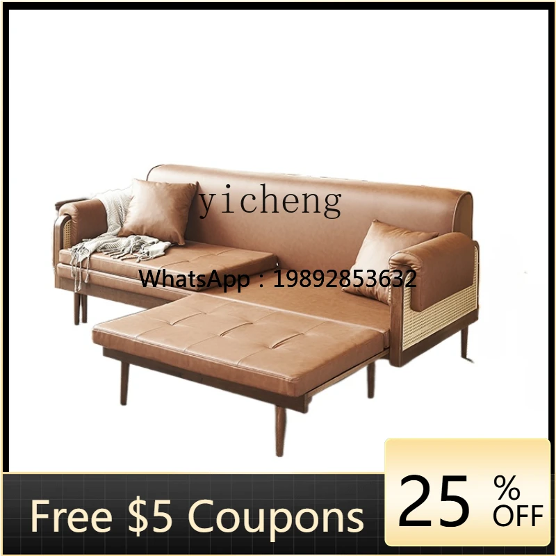 

Zc Solid Wood Sofa Bed Foldable Living Room Three-Person Multifunctional Dual-Use Retractable Arhat Bed