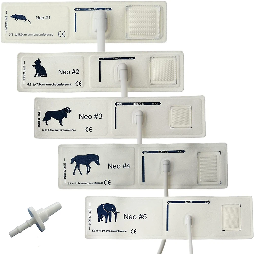 Veterinary Disposable Animal Blood Pressure Cuff,5 Different Sizes, Fit Most Veterinary Monitor with 1 Kinds of Interfaces