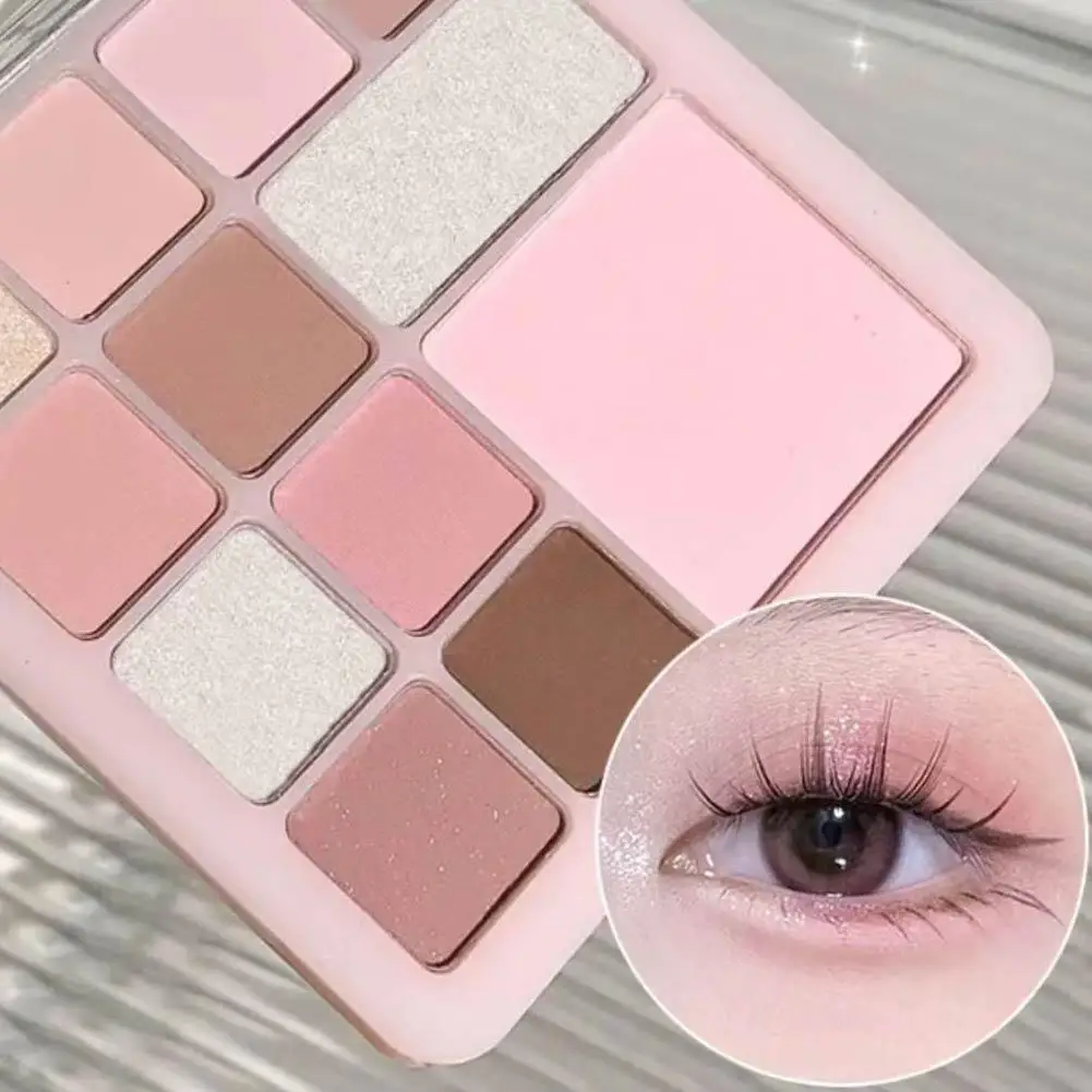 12 Color Powder Blusher Eye Shadow Plate Girl Beginner Makeup Nude Pink Eyeshadow Low Saturation All Matte Eye Pigment