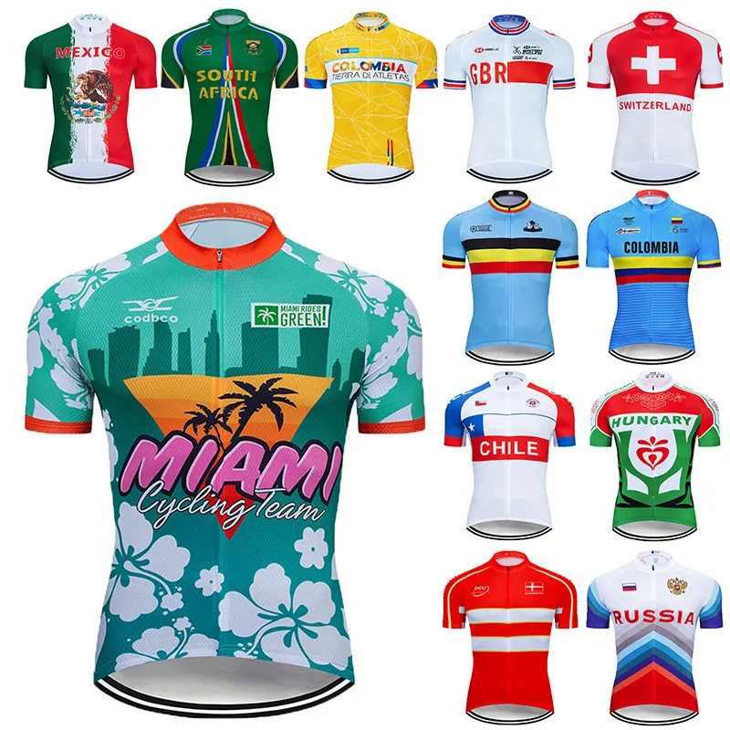 2024 Pro Team National Cycling Jersey MTB Summer Men's Short Sleeve Bike Maillot Bicycle Clothing High Quality Quick Dry Shirt