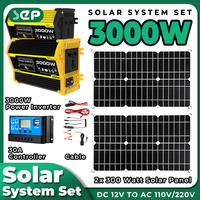 3000W Power Inverter 12v solar plate to charge battery 30A Solar Controller Camping 2*300W solar energy panels Power bank RV Car