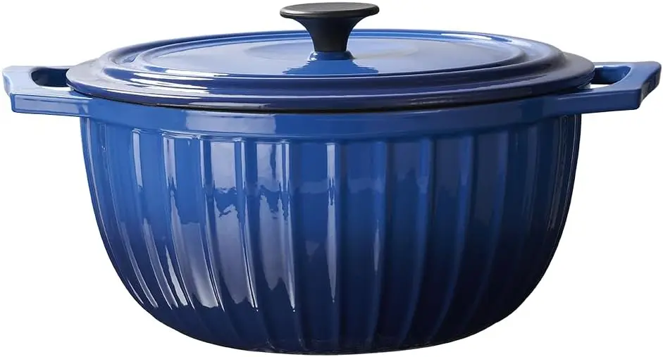

5 Quart Cast Iron Dutch Oven Pot with Lid, enameled cast iron pot, blue dutch oven, porcelain cast iron dutch oven, pot with lid