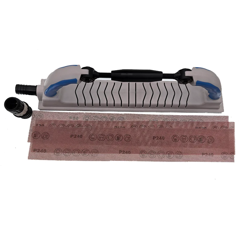 70×400MM Adjustable Hand Sanding File Block 4Pcs with Mesh Sandpaper 80/120/240# for Grinding Metal Wall and Car Wood Work Tools