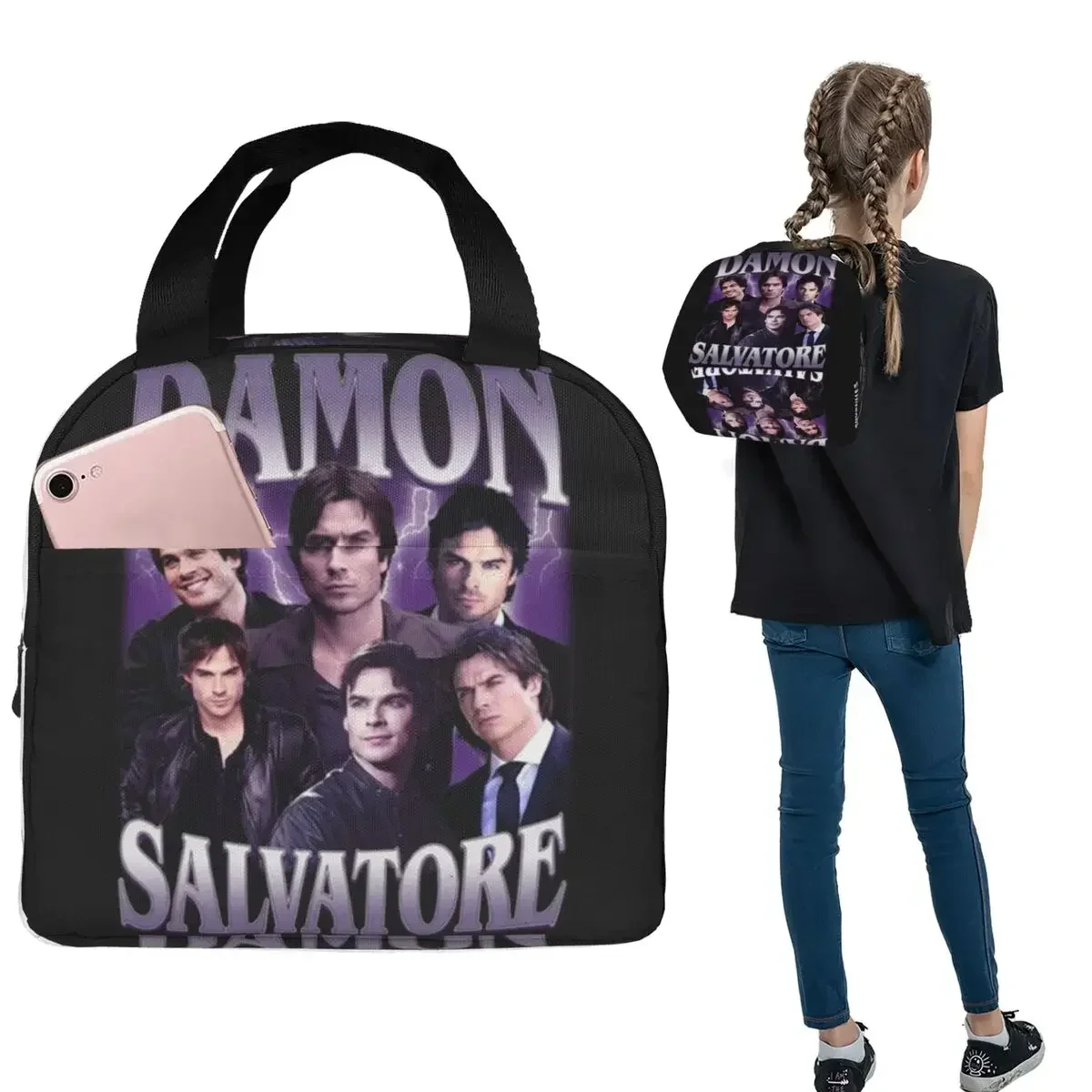 The Vampire Diaries Insulated Lunch Bag for Women Children Portable Food Boxes Thermal Lunch Box Tote
