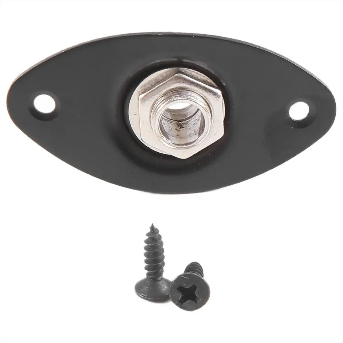 AA454 Superior Oval Indented Guitar Jack Plate30 Oval Indented Guitar Jack Plate & Socket Black High Quality, 1 Pack