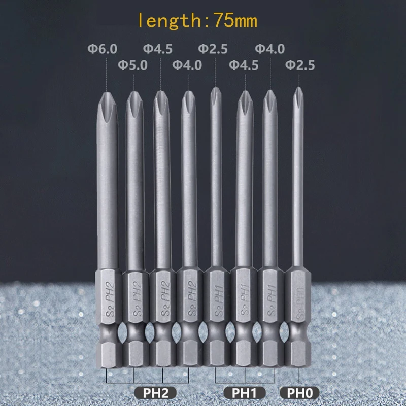 Imagem -02 - Magnetic Long Hex Shank Brocas Grupo Chave de Fenda Phillips Cabeça s2 Alloy Steel Ferramenta Elétrica Pcs 4