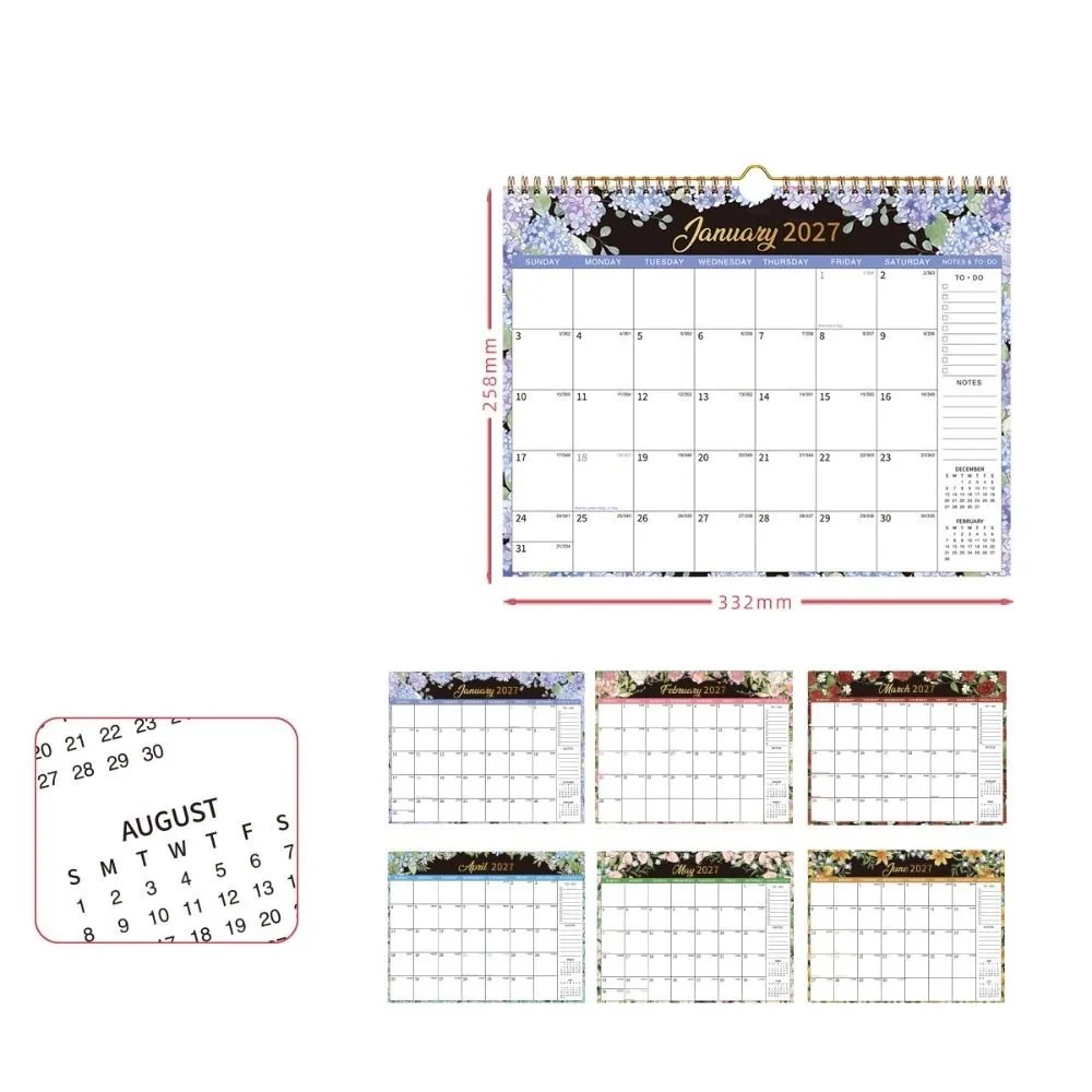 Jan. 2027 - Dec. 2027 2027 Flower Desk Calendar Foldable Oil Painting Style English Calendar Elegant Exquisite Record Calendar