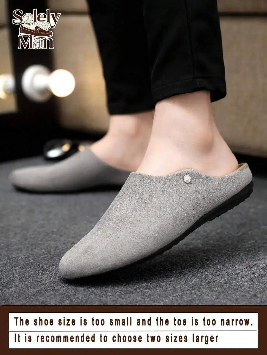 

Versatile Men's Round Toe Slip-On Loafers, leather moccasin fisherman boat shoes casual business formal flat shoes, size up one