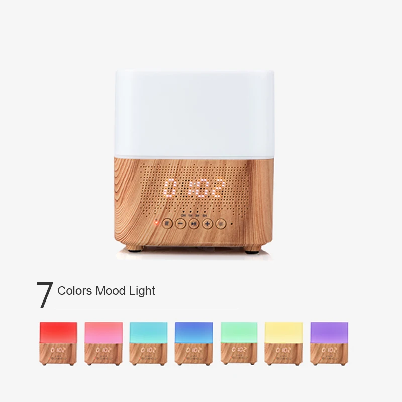 منبه لسطح المكتب ومرطب الهواء للعلاج بالروائح مع مكبر صوت بلوتوث ومؤقت ومرطب متعدد الوظائف