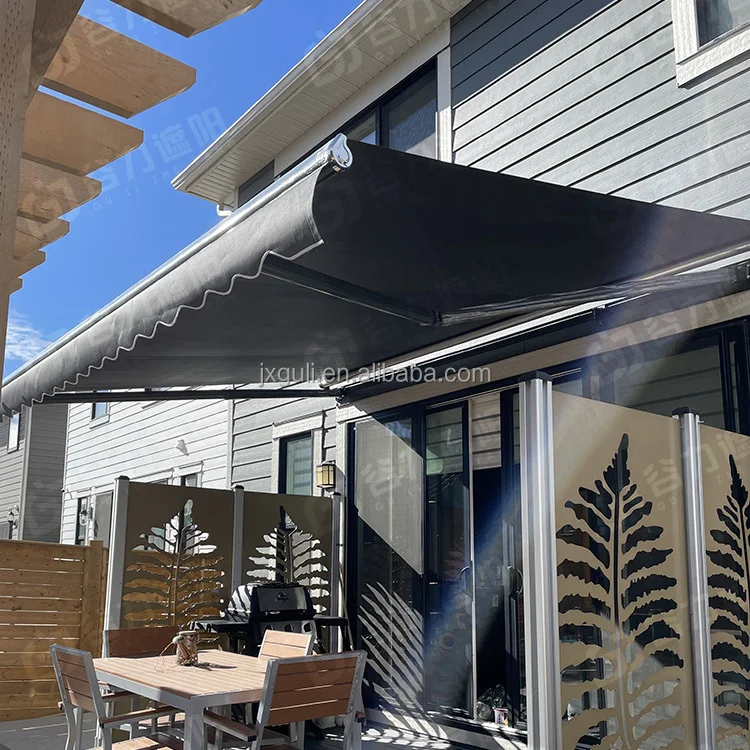 

ATV&UTVFactory Direct Retractable Aluminum Alloy Sun Shade Motorized Awning Wall Mounted Square Tube Remote Control Outdoor Sun