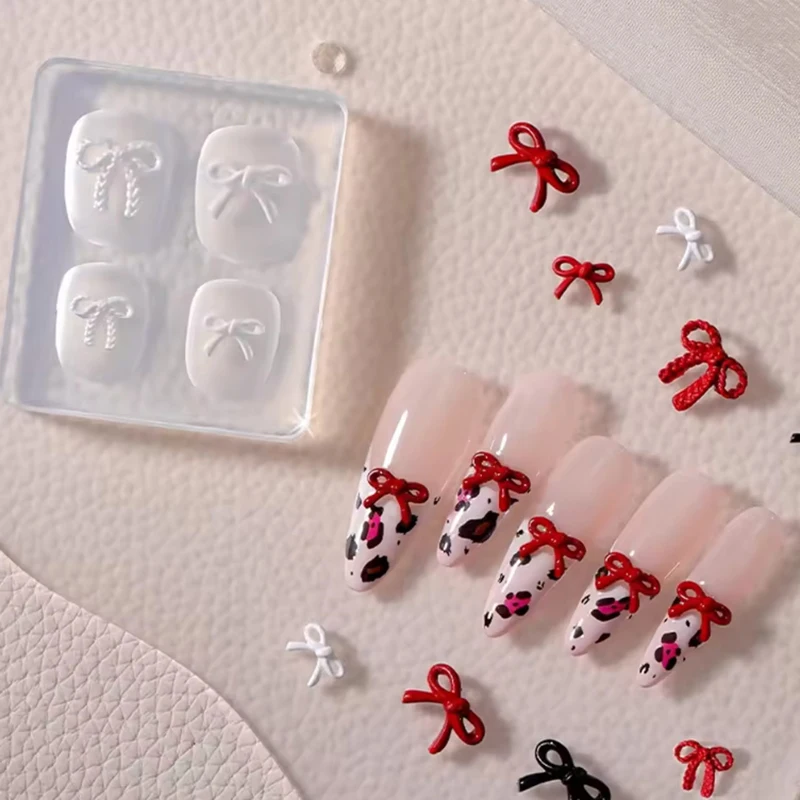 Moule de sculpture d'ongles 3D en Silicone, fleur Sexy Y2K, nœud Kawaii JK pour fille, décoration d'ongles de fête à faire soi-même, breloque de beauté des ongles