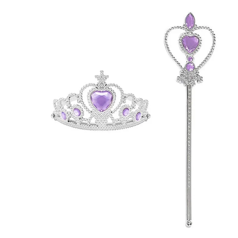 女の子プリンセスクラウン杖アクセサリーブライダルクラウンヘアバンドダイヤモンドティアラフープヘッドバンドヘアバンド子供の誕生日パート@0Z *