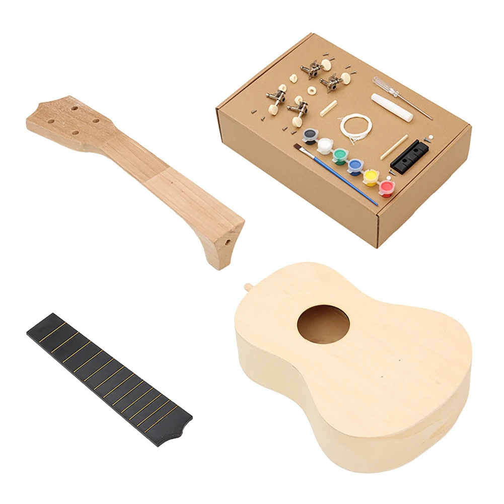 DIY Ukulele 21 Inch 4 Strings Ukulele DIY Wooden Ukulele Kits Basswood Handmade Ukulele Kit For Beginners Kids Children dropship