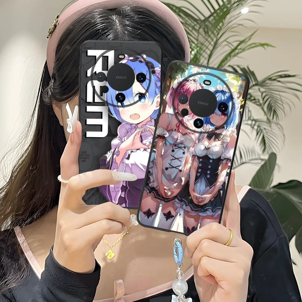 Re Zero Rem Girl Mobile Cell Phone Case for Huawei Mate 60 50 40 30 20 10 Pro Plus Lite E 5G Black Soft Phone Cover Shell