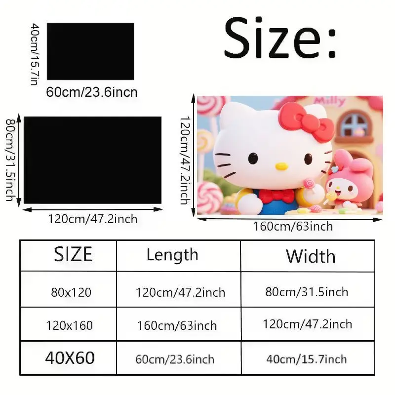 1 alfombrilla Adorable de dibujos animados de Hello Kitty y My Melody Sanrio, 80x50cm (31,49x19,68 pulgadas), bonito tema de caramelo dulce Kawaii antideslizante