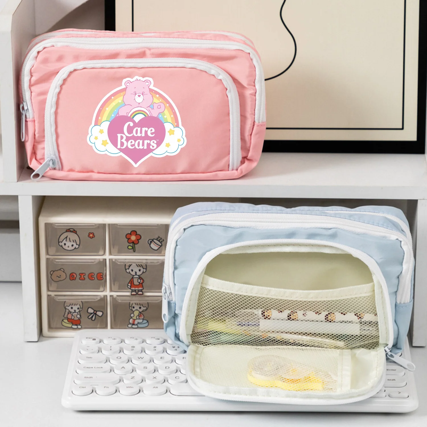 

Caring Bears Pencil Case Boys Girls Pencil Bag Cartoon Figure Anime Pen Case Office School Student Stationery Organizer Gifts
