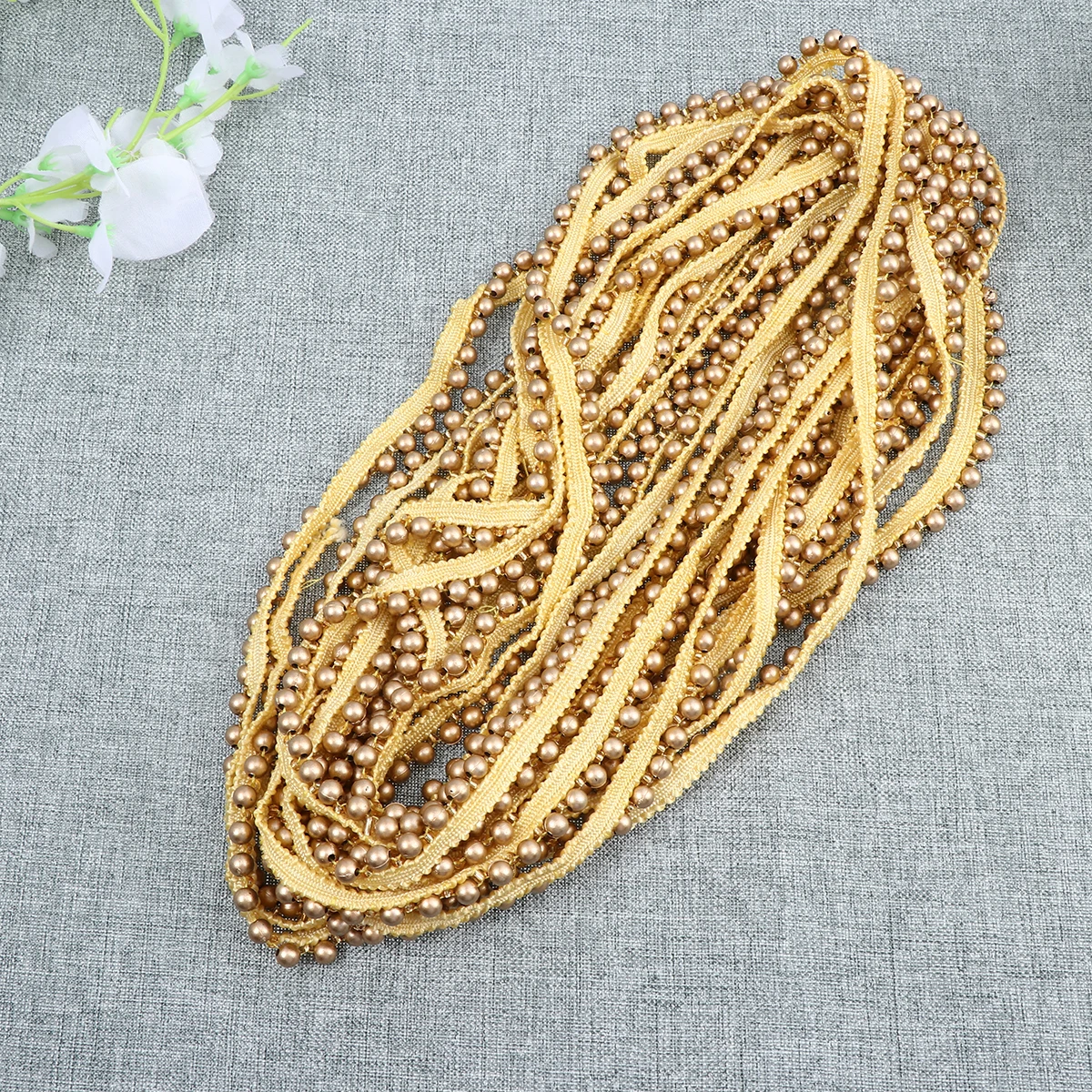 

10 Yards DIY Pearl Lace Ribbon Clothing Accessories Embellishment For Waist Band Skirts Dress Crafts