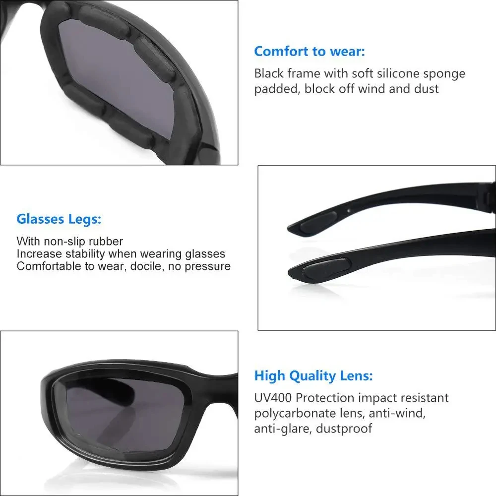 Universal Motorcycle Glasses Polarized Sunglasses for Hooting Eye Protection Windproof Moto Goggles Antifog Clear Len