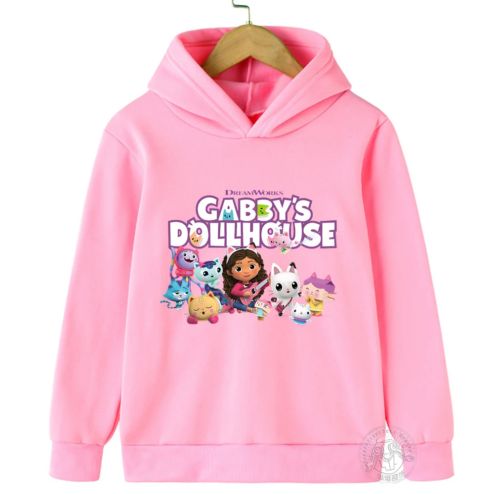 Kids Gabby Cats Hoodie Preschool Gabby Doll House Clothing Boys' Baby Long sleeved Sweatshirt 2023 Winter Children's Wear