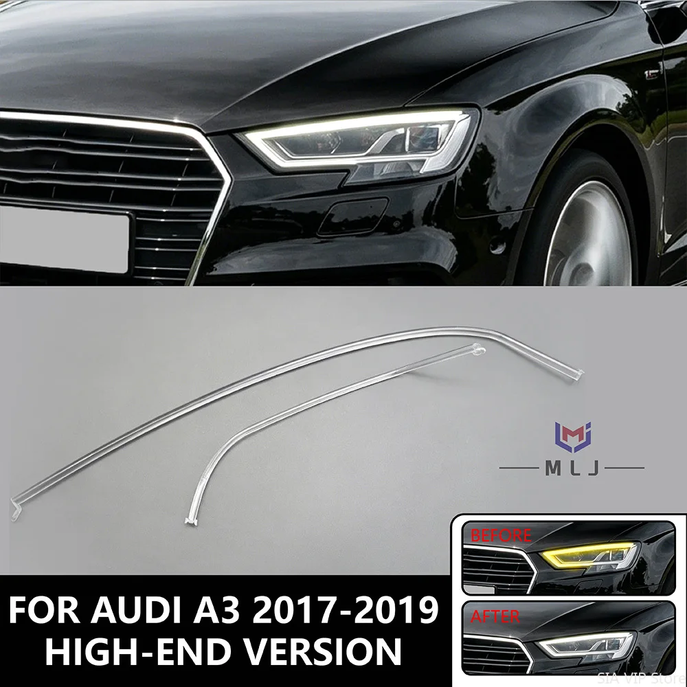 

For AUDI A3 2017-2019 High-end version White Light Daytime Running Angel Eye LED Car Headlights DRL Source Light Guide