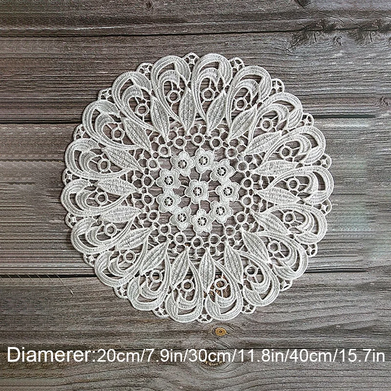 Round Hollow Lace Coaster Napkin Embroidery Flower Placemat Mug Dining Coffee Table Cup Mat Wedding Christmas Home Decoration