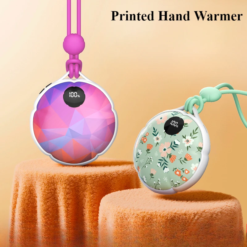 

Eary Printed Mini Portable Electric Hand Warmer Multi-functional Night Light Type-C Port Winter Kids Students Gift with Lanyard