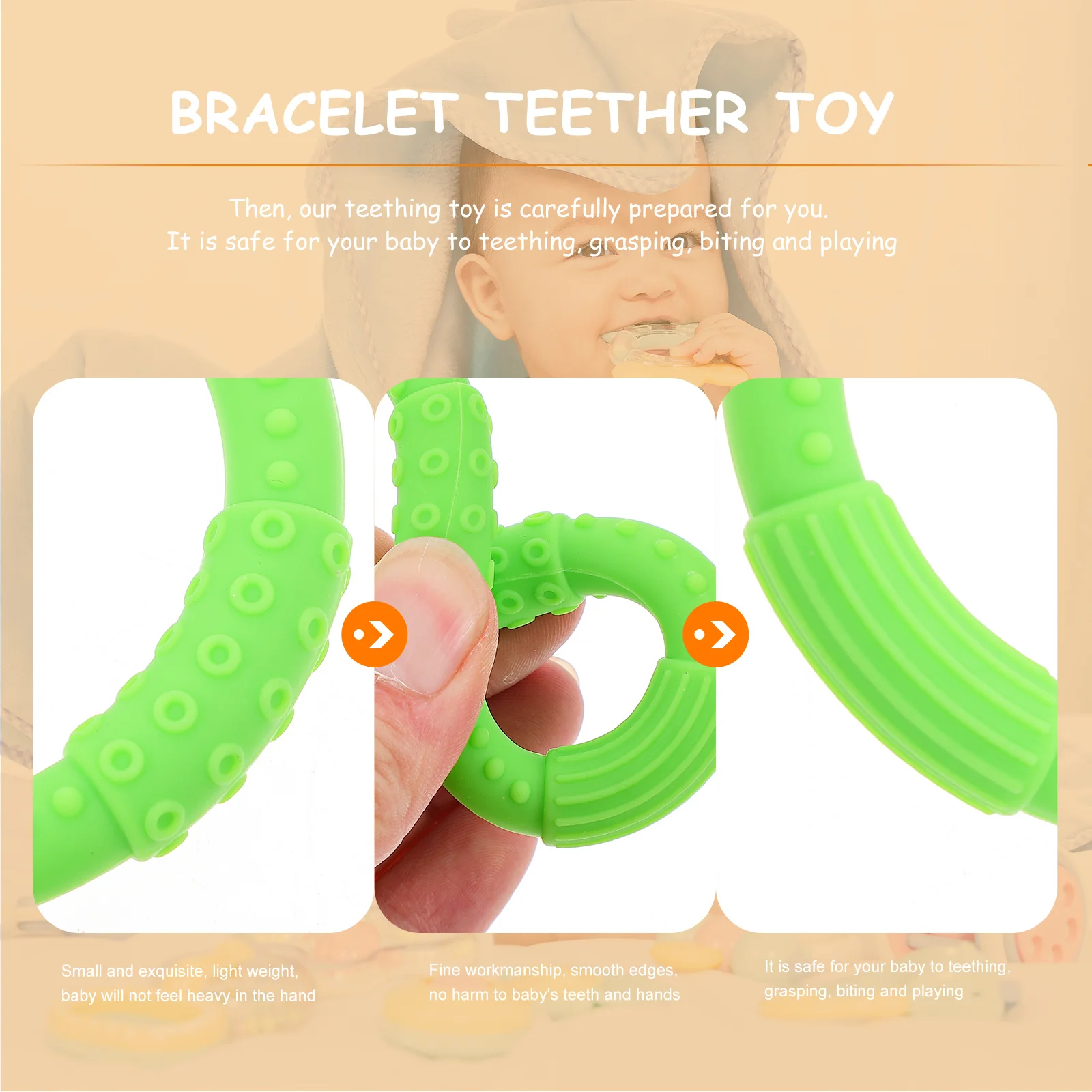 1 قطعة الطفل سيليكون عضاضة حلقة مستديرة خفيفة الوزن حواف ناعمة آمنة غير سامة الرضع مضغ لتخفيف اللثة طفل المولي