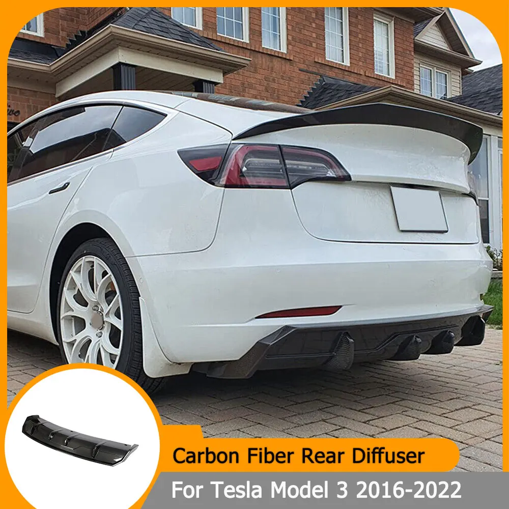 

Car Rear Bumper Diffuser Lip Spoiler for Tesla Model 3 2016-2022 Car Rear Diffuser Lip Carbon Fiber/FRP
