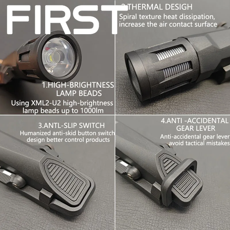 SOTAC Tactical WML-Gen2 WML-X Gen2 Weapon Flashlight Fit 20mm Rail Strobe/Constant/Momentary/Super Bright Airsoft Scout Light