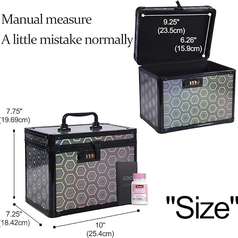 Custodia cosmetica portatile Organizzatore in lega di alluminio Gioielli giocattolo Medicina Gioco di carte Scatola di raccolta Custodia per auto 10x7.25x7.75"