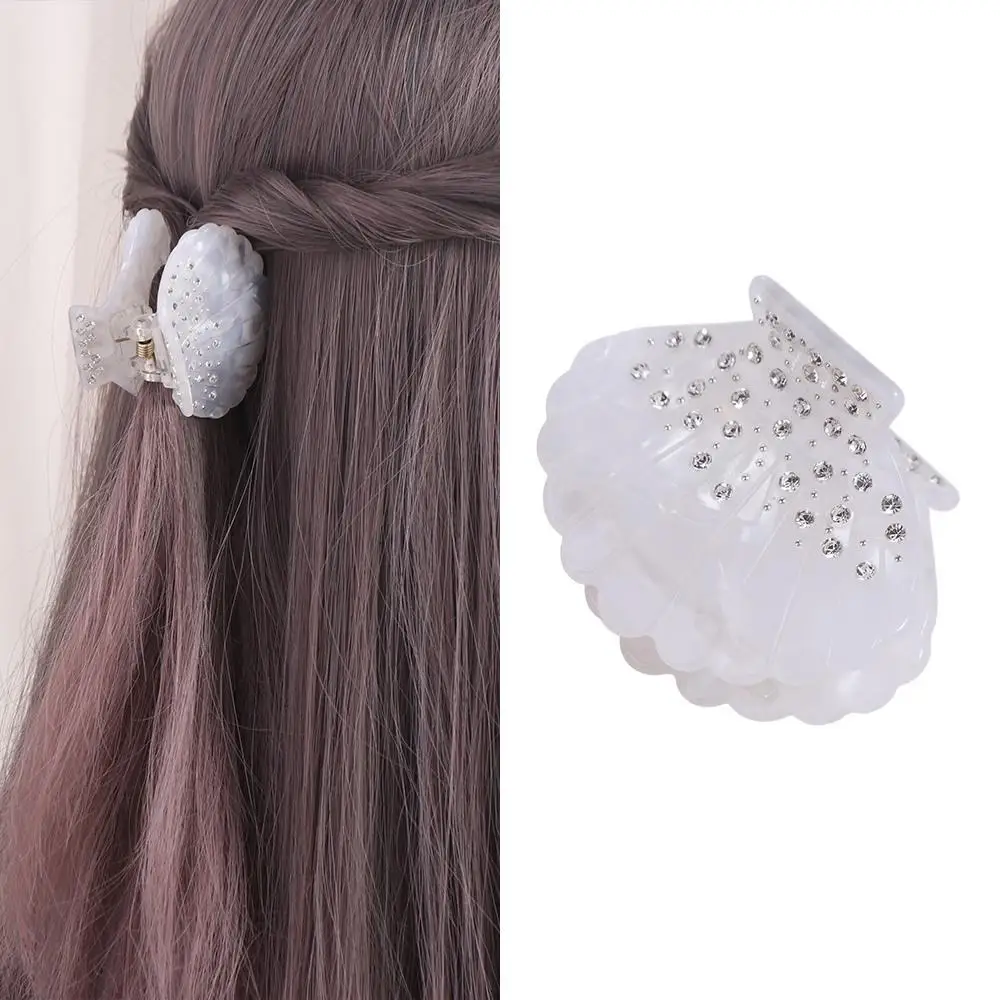 Vintage Rhonestone Shell Hair Claw Korean Style Hair Accessories Shell Crab Clip Headwear Hair Clip Shell Shape Claw Clip Girl