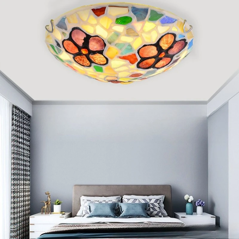 Modern Designer's Creative Shell Flower Glass Ceiling Light Living Room Homestay Entrance Aisle High End Decoration Fixtures