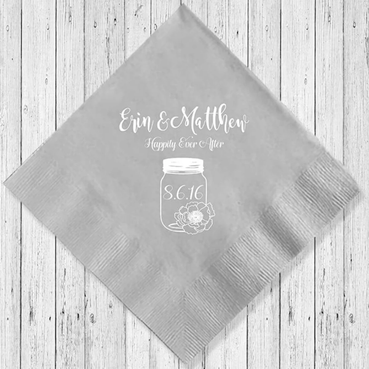 

50pcs Wedding Napkins, Mason Jar, Custom Napkins, Cocktail Napkins, Beverage Napkins, Personalized Napkin, Monogramed Napkins