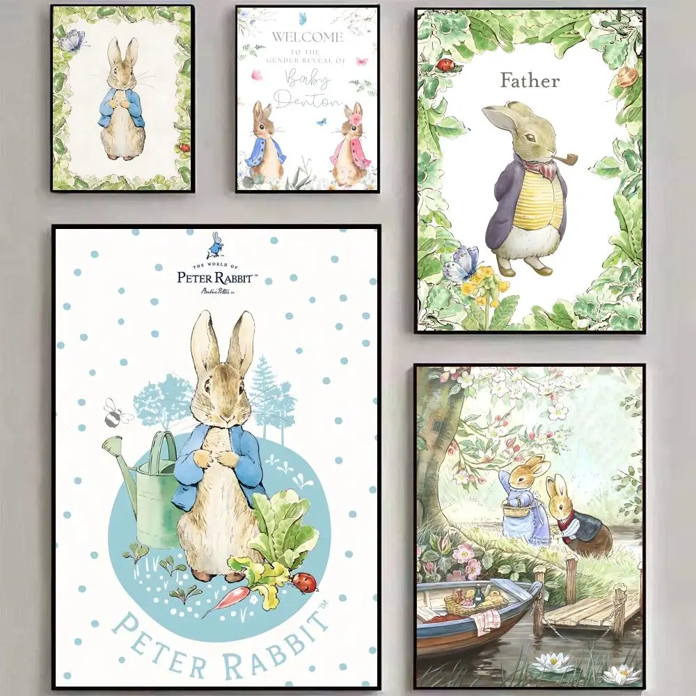 P-Peter Rabbit printing Painting Calligraphy Canvas Poster Wall Art Aesthetic Home Decoration for Living Room