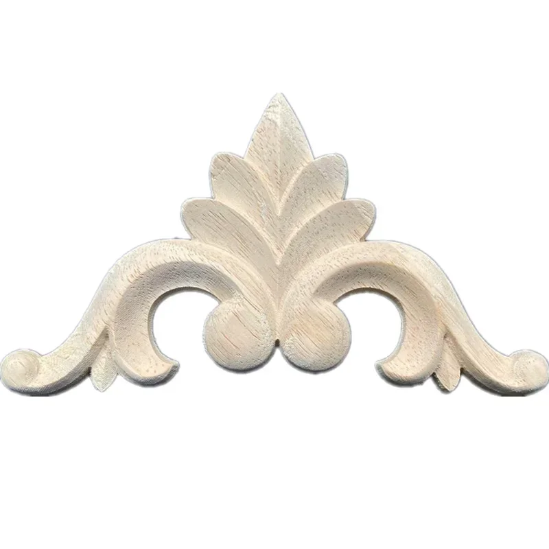 4-12cm Wood Carved Corner Onlay Appliques Unpainted Wood Decal Frame Furniture Decoration Craft for Mirror Cabinet Chair Drawer