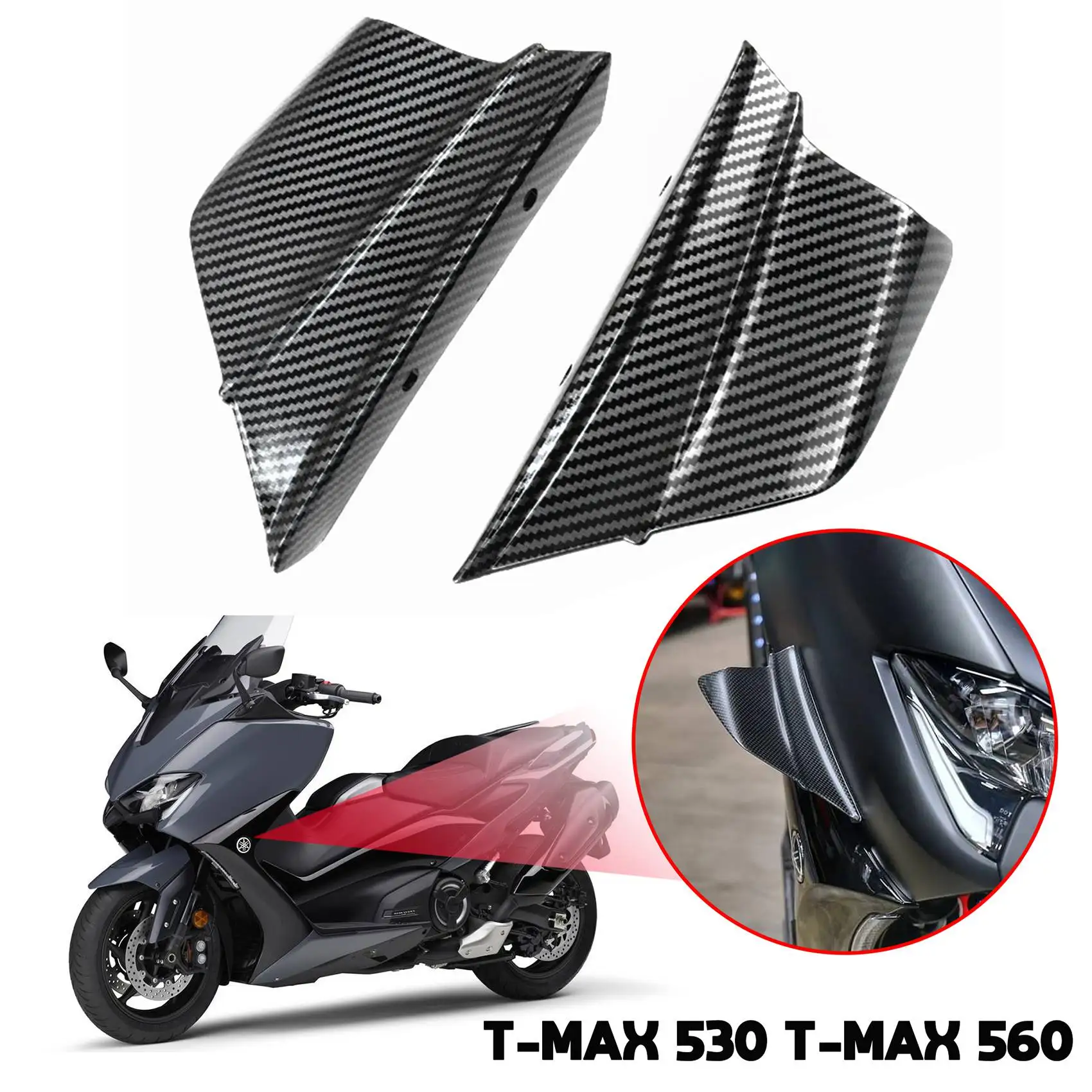 Motorcycle Winglets, Carbon Fiber Side Wing Air Deflectors Fairing Winglets for Yamaha T-MAX 530 T-MAX 560 2012-2021